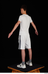 Whole Body Man White Sports Shirt Shorts Slim Standing Studio photo references